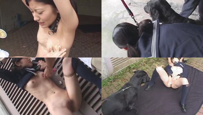 最新人兽校园萝莉学生妹被歹徒制服后吊缚给两条狗兽交操逼视频